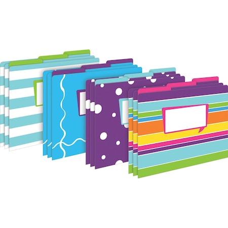 Barker Creek Happy Designer Letter-Size File Folders, Multi-Design Set, 12/Package 1334